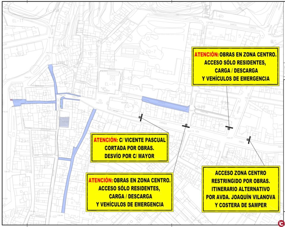 Visitamos el estado de las obras de peatonalización del Centro Histórico de Ibi