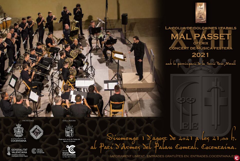 Concert de Música Festera de la Colla Mal Passet de Cocentaina el proper 1 d'agost