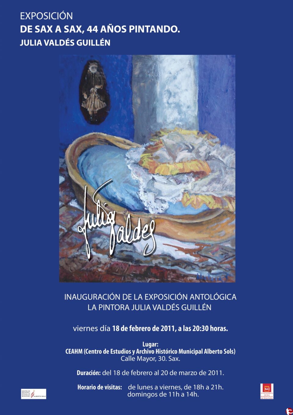 El Ayuntamiento de Sax inaugura una exposición antológica de Julia Valdés