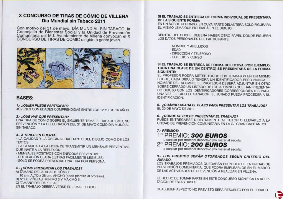 El Ayuntamiento convoca el concurso de carteles y tiras cómicas sobre el Día Mundial Sin Tabaco