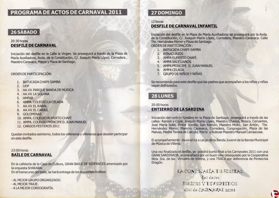 EL CARNAVAL SE ADELANTA EN VILLENA A ESTE FIN DE SEMANA