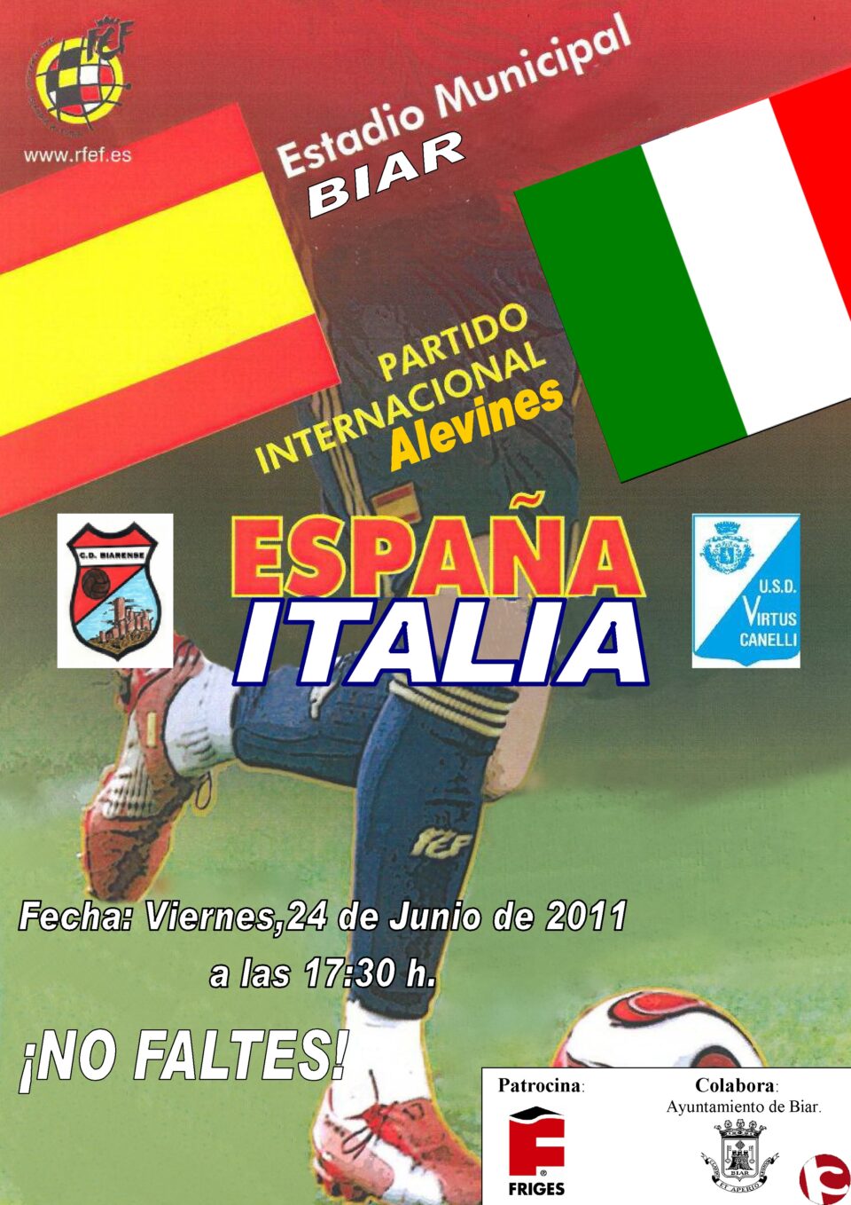 Día 24 de junio fútbol C.D.BIAR y el USD CANELLI de Italia