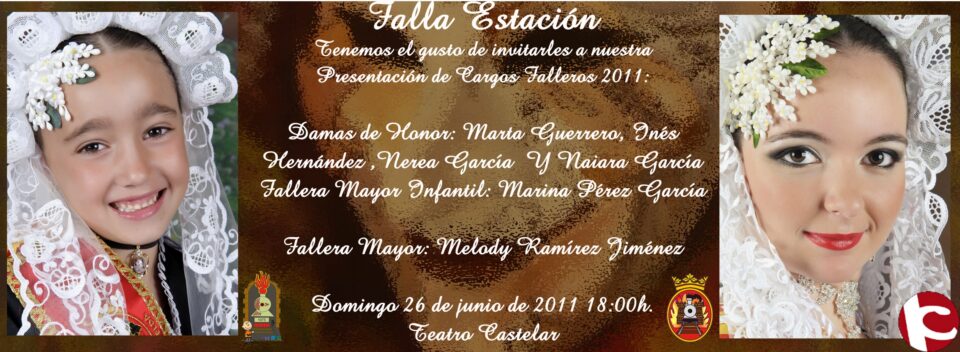 La Falla Estación celebrará la proclamación 2011 el domingo 26 a las 18.00 en el Teatro Castelar
