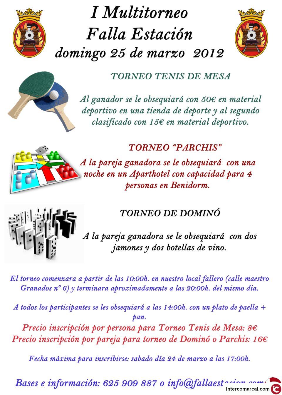 La Falla Estación informa de que ha organizado para el domingo 25 de marzo el I Multitorneo de Juegos Falla Estación.