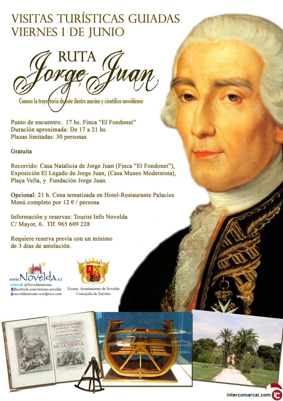 Cartel de la próxima visita guiada gratuita programada sobre la figura de Jorge Juan