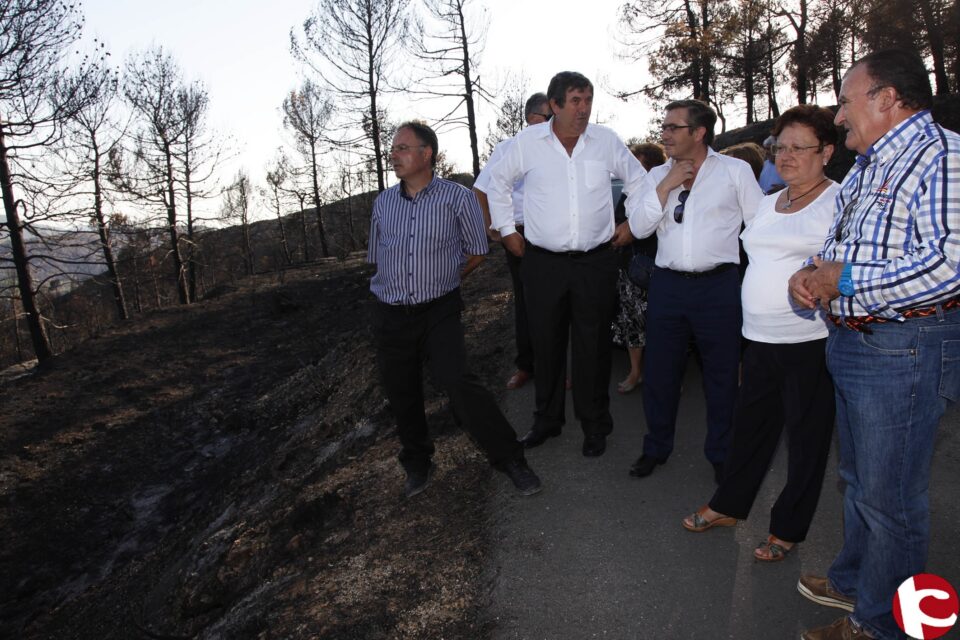 La presidenta de la Diputación de Alicante Luisa Pastor visitó ayer por la tarde la zona afectada por el incendio de La Torre de les Maçanes