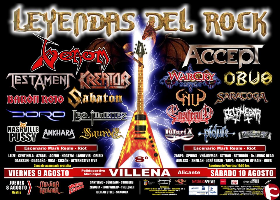 Durante el mes de agosto Villena será la capital del rock en España gracias a los festivales de Aupa Lumbreiras y Leyendas del rock