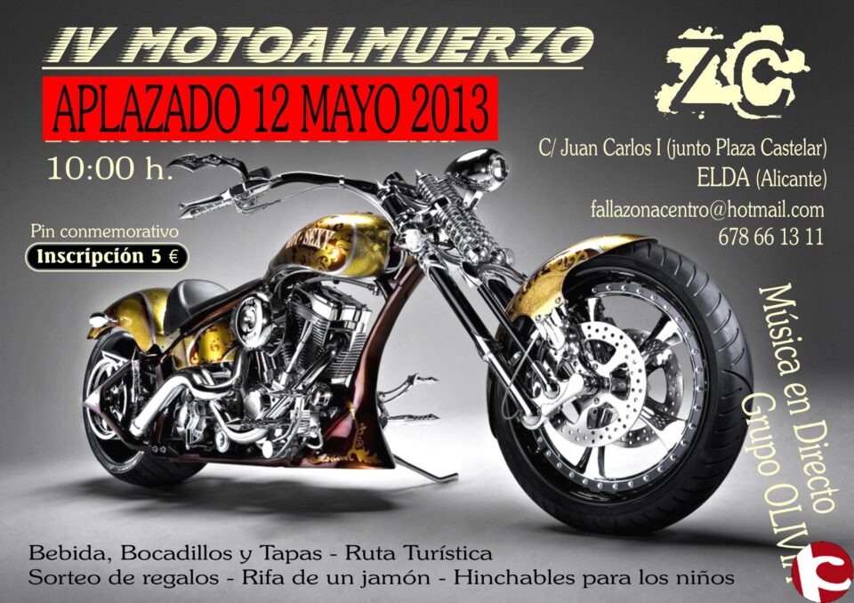 La Falla Zona Centro organiza un Motoalmuerzo el 12 de mayo a las 10.00 h