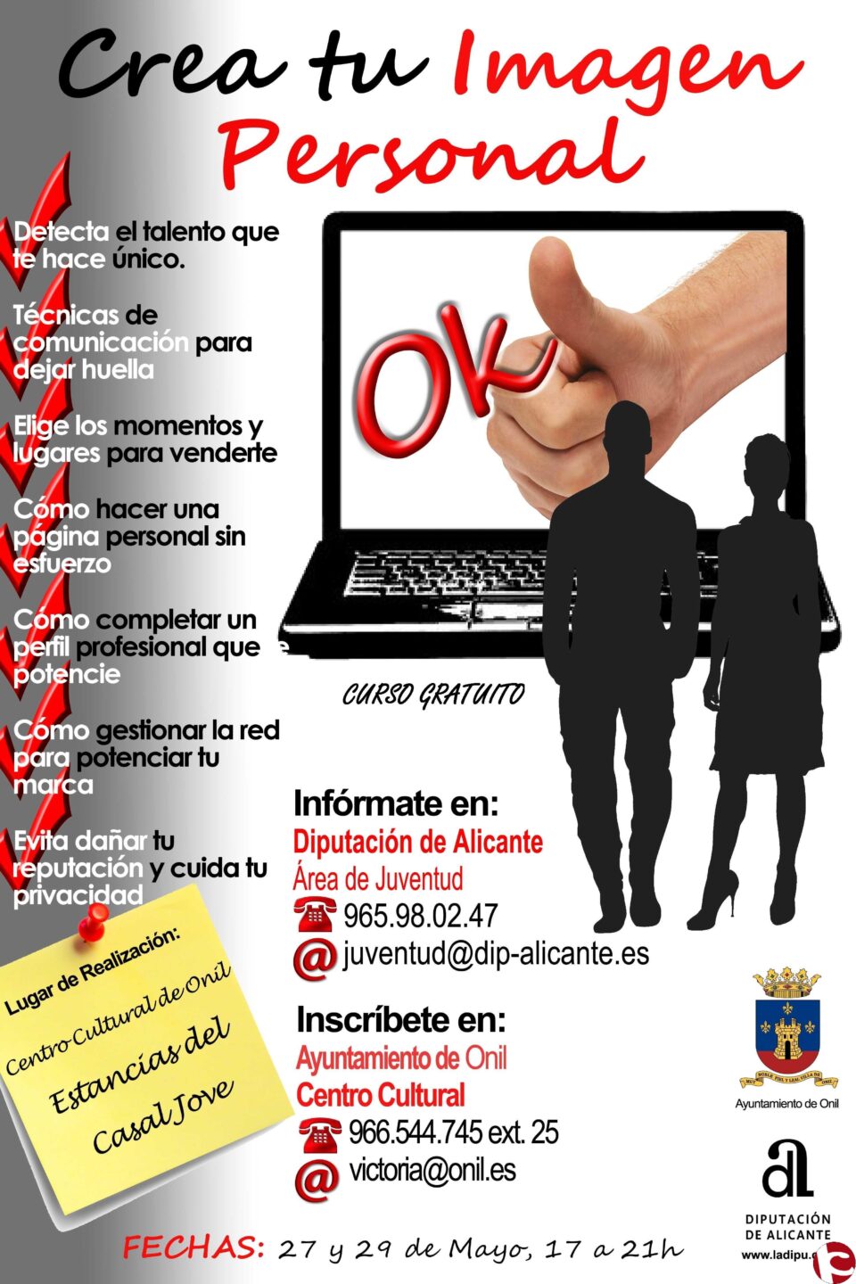 Próximamente en Onil se va a realizar un interesante Curso gratuito: CREA TU IMAGEN PERSONAL.