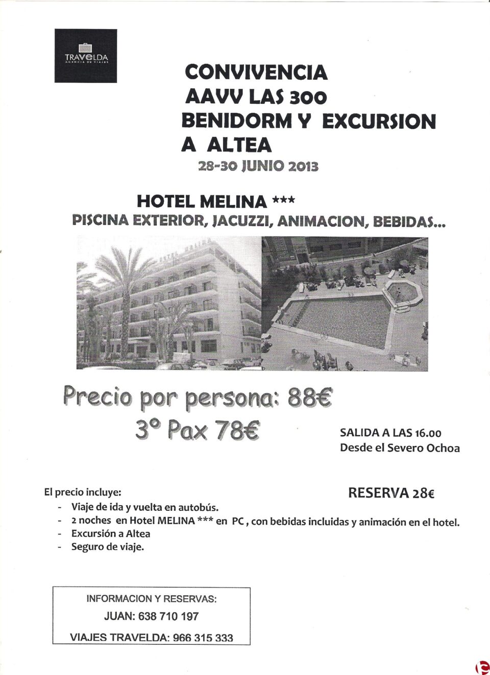 ACTIVIDADES ASOCIACION DE VECINOS DE LAS TRESCIENTAS DE ELDA.