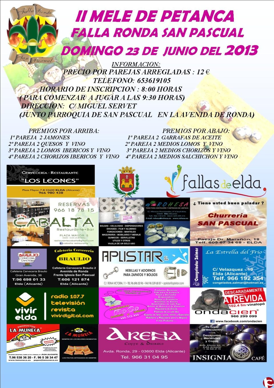 FIESTA INFANTIL Y ALMUERZO POPULAR de la Falla Ronda San Pascual de Elda