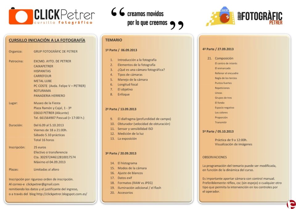 El grupo fotográfico de Petrer organiza el primer "Otoño Fotográfico" para fomentar esta afición con un curso