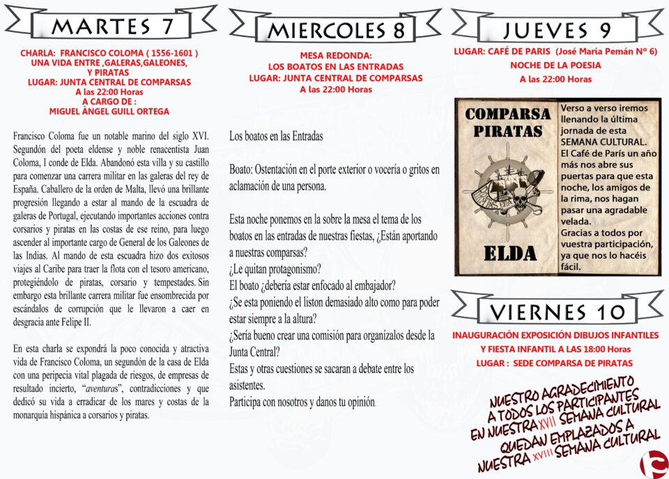 Actividades de la Comparsa de Piratas