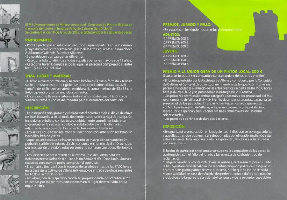 PRIMER CONCURSO DE PINTURA RÁPIDA ANTONIO SATORRES "SARRI"