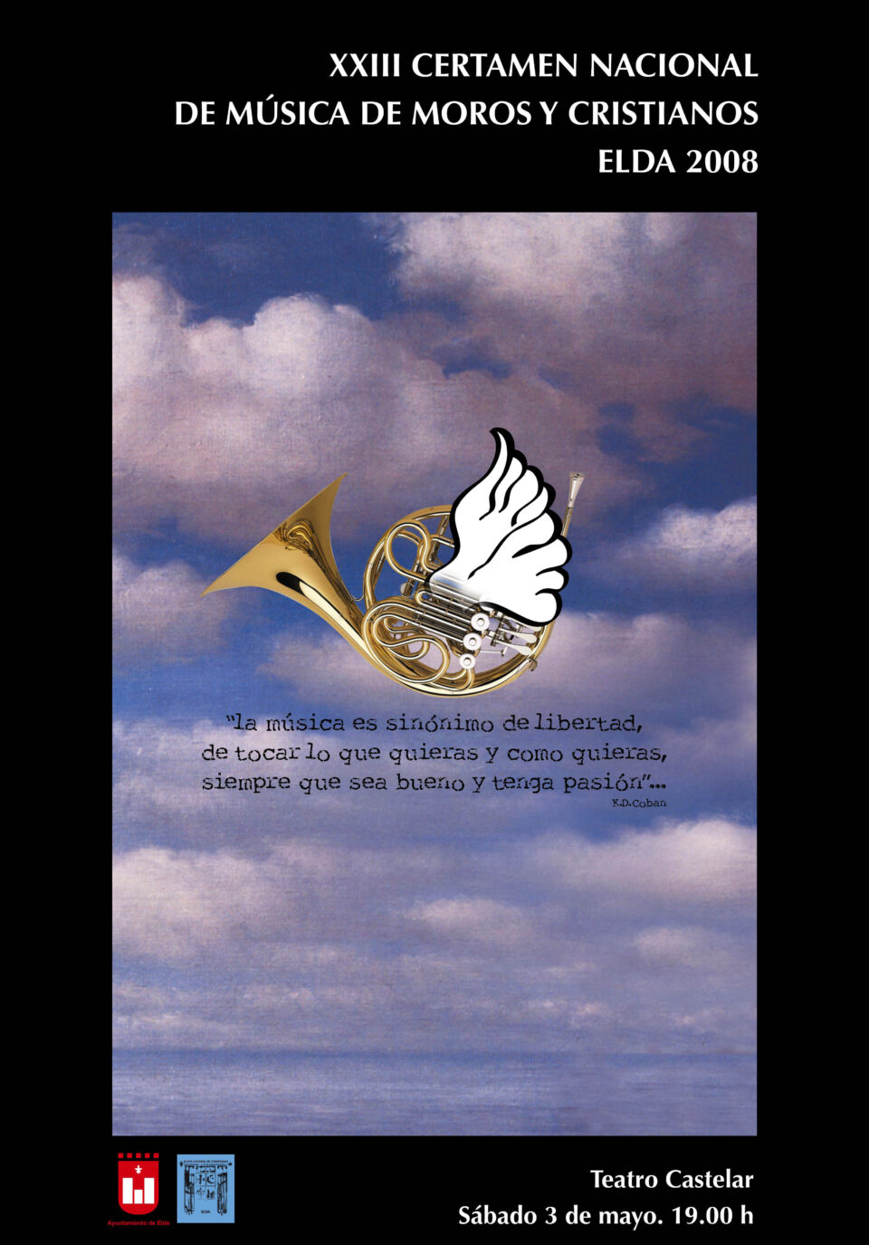 El Ayuntamiento y la Junta Central de Comparsas convocan el XXIII Certamen Nacional de Música de Moros y Cristianos de Elda 2008 que tendrá lugar el próximo 3 de mayo en el Teatro Castelar