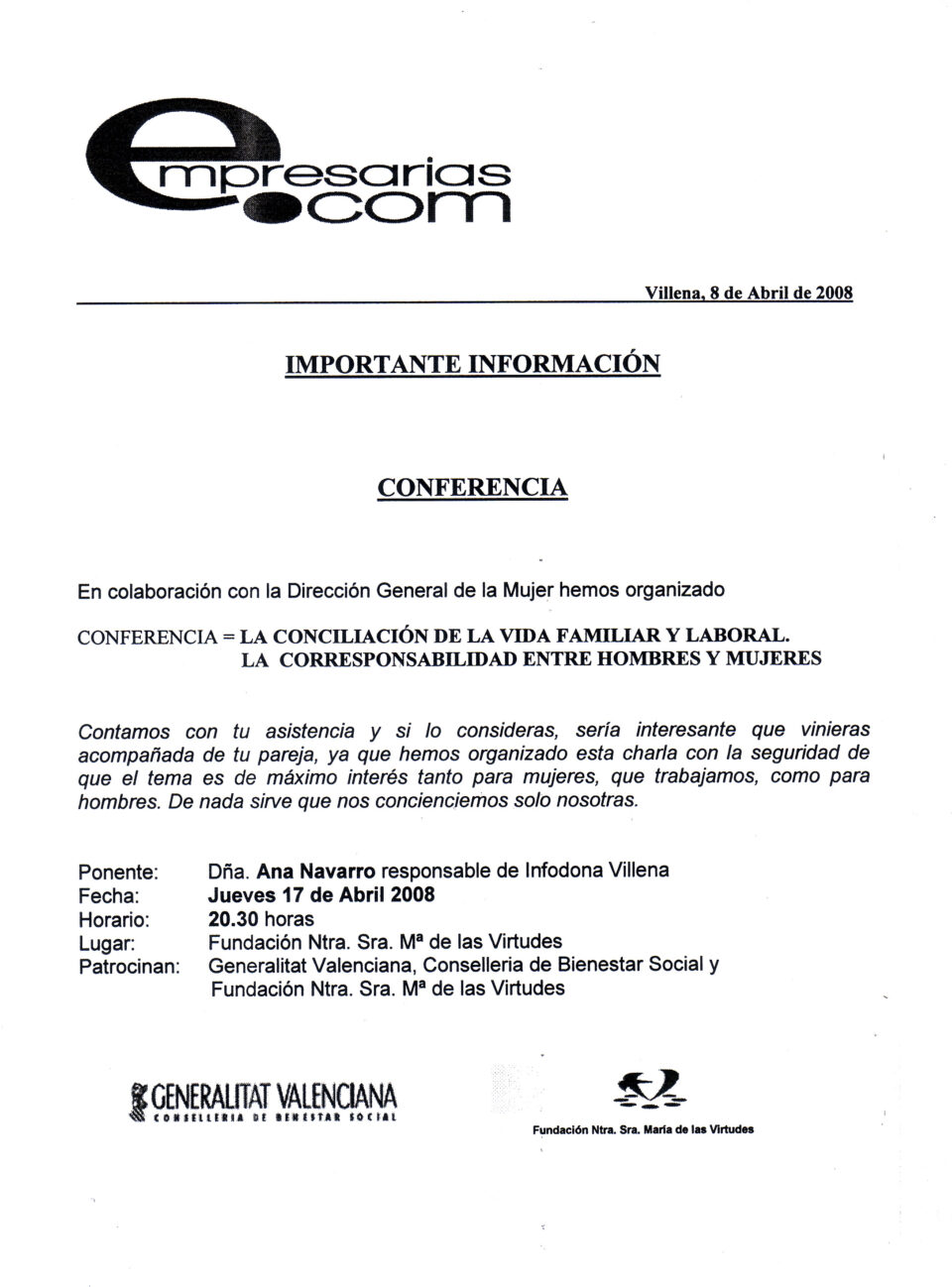 Conferencia en la Fundación VIVIR