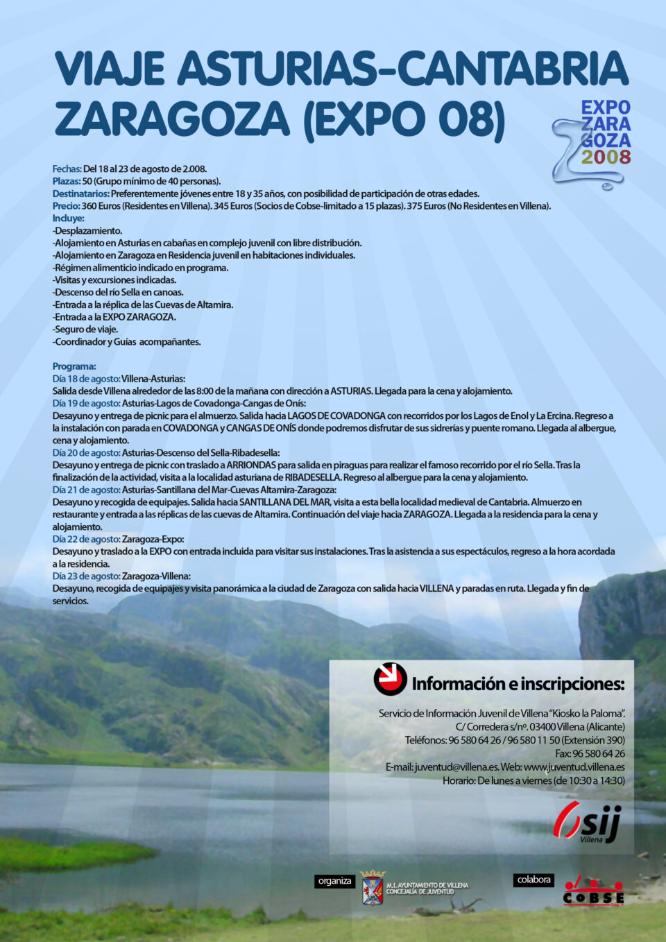 Información general viaje de la concejalía de juventud