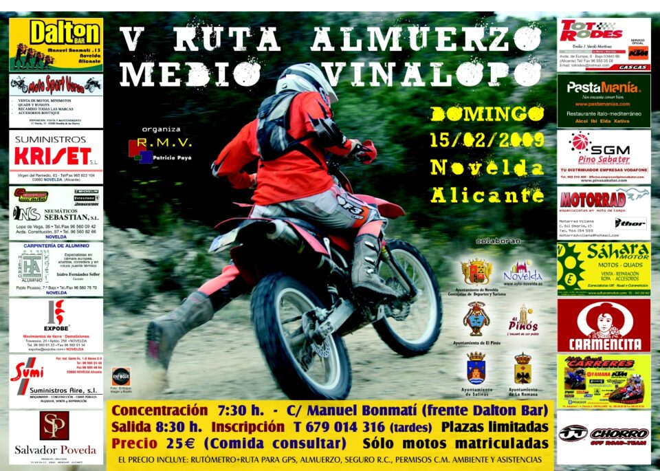 Excursión de motocicletas por distintos términos municipales de la Comarca del Medio Vinalopó