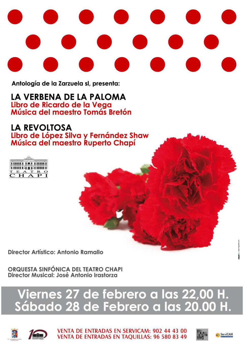 Los actos del centenario de Chapí continúan con las zarzuelas La Verbena de la Paloma y La Revoltosa en el Chapí de Villena