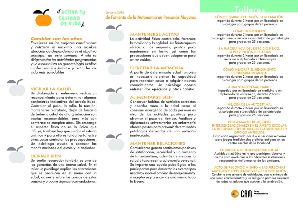 La Semana de la Autonomía Personal para mayores de 60 años llega a su recta final