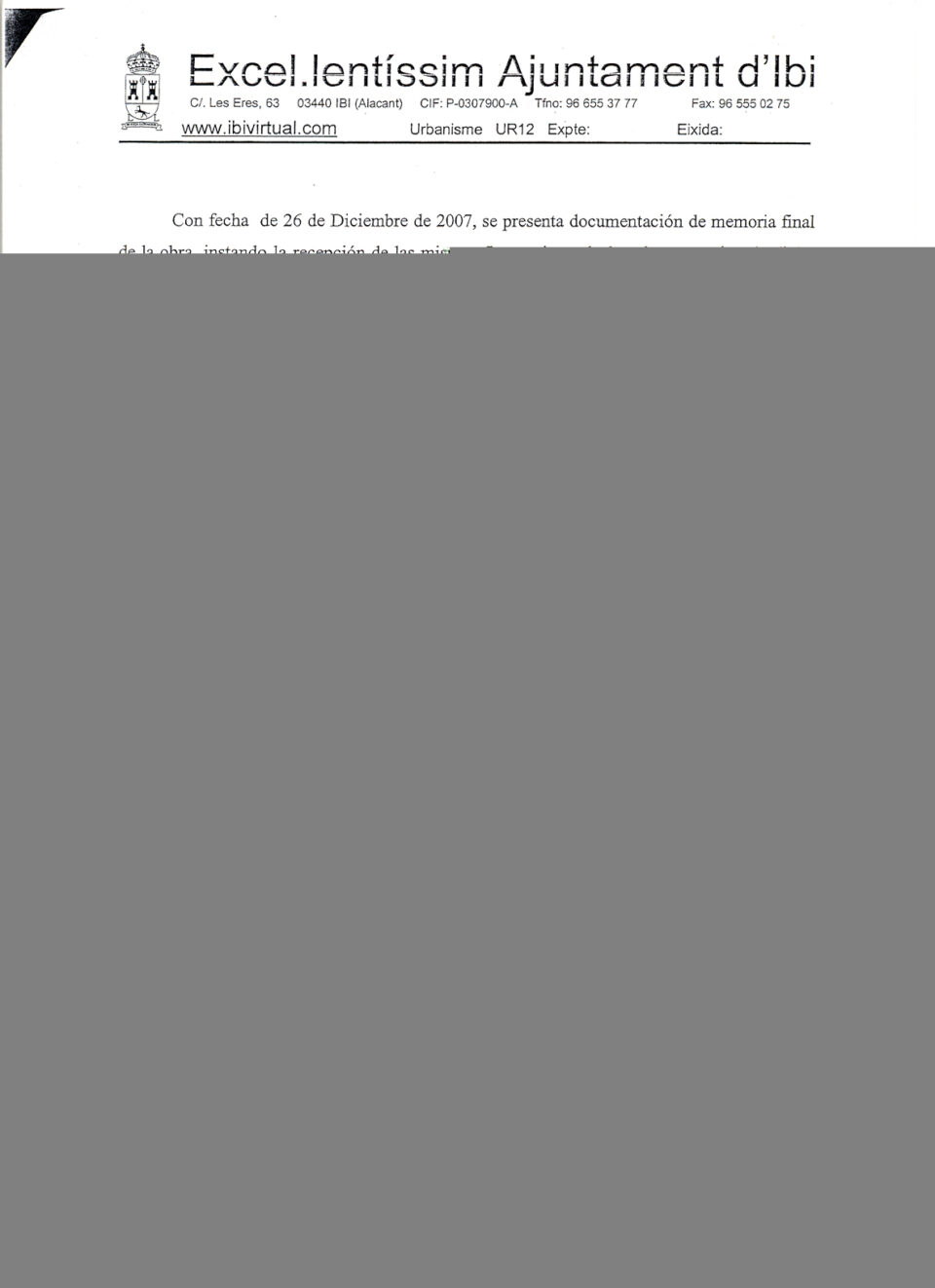 COMUNICADO DE LA CONCEJALÍA DE URBANISMO