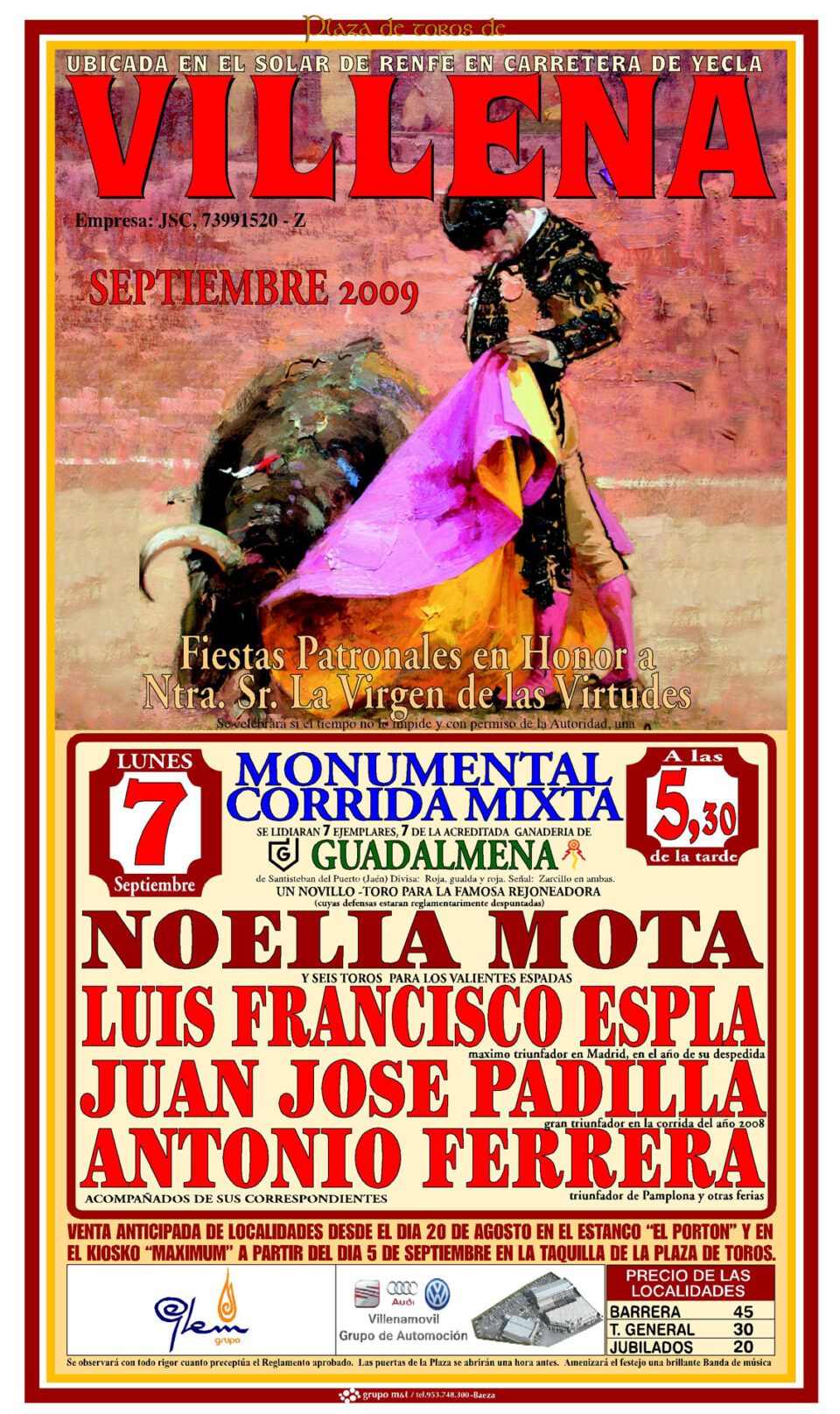 EL MAESTRO LUIS FRANCISCO ESPLÁ SE DESPEDIRÁ EN LA PLAZA DE TOROS DE VILLENA