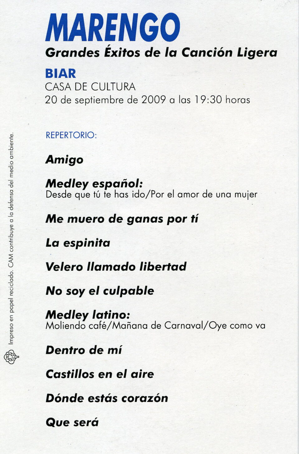 CONCIERTO DE GRANDES ÉXITOS DE LA CANCIÓN LIGERA