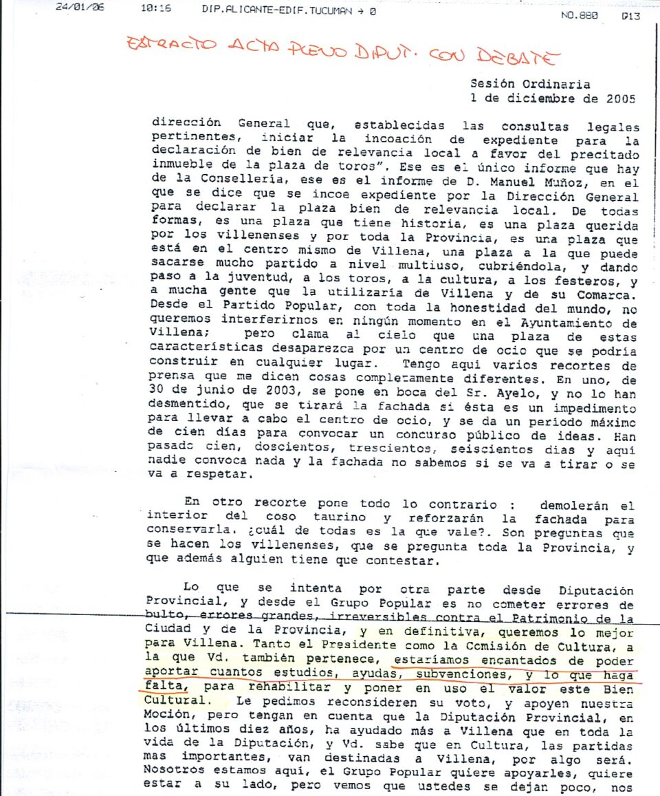 Diputación da ayuda y lo que haga falta para la Plaza de Toros