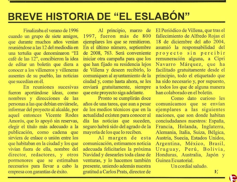HOMENAJE AL BOLETÍN "EL ESLABÓN"