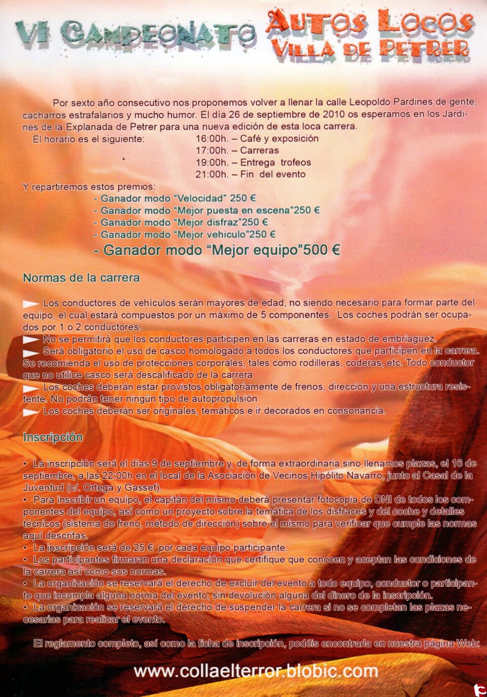 Ya está abierto el plazo de inscripción de equipos para los "Autos Locos 2010"
