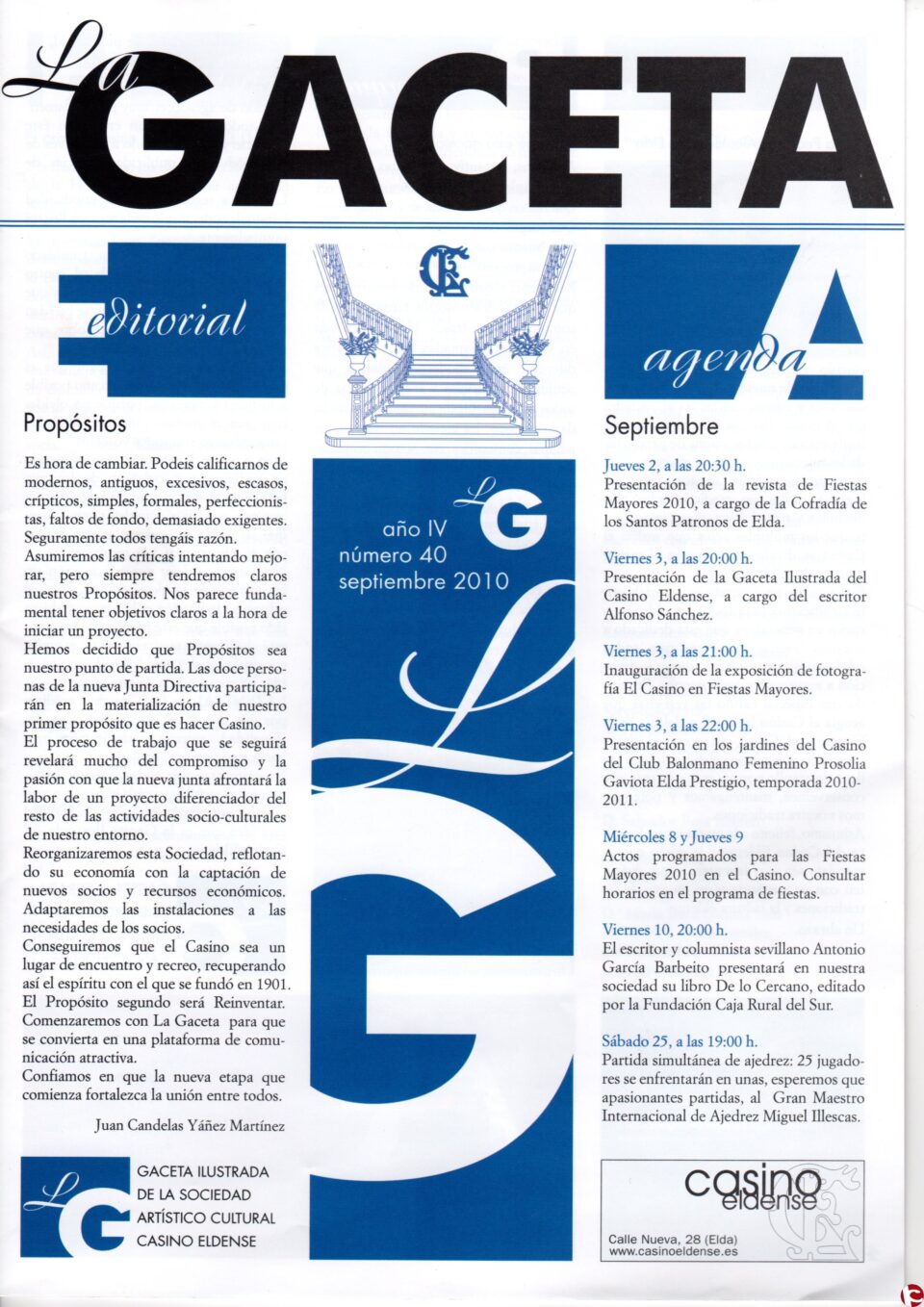 El escritor Alfonso Sánchez presentó ayer "La Gaceta del Casino"del mes de septiembre