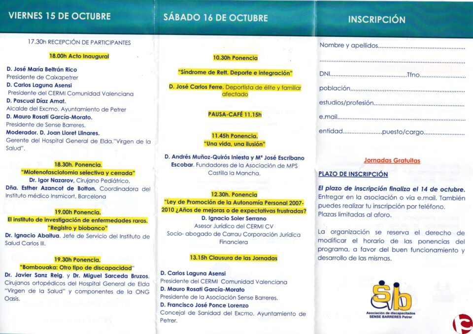 Sense Barreres pone en marcha las VIII Jornadas Socio-Sanitarias para mostrar las caras de la discapacidad
