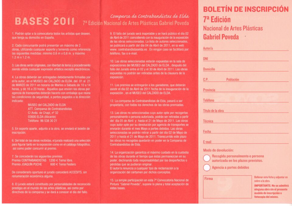 La comparsa de Contrabandistas presenta las bases de la 7ª edición Nacional de Artes Plásticas "Gabriel Poveda"