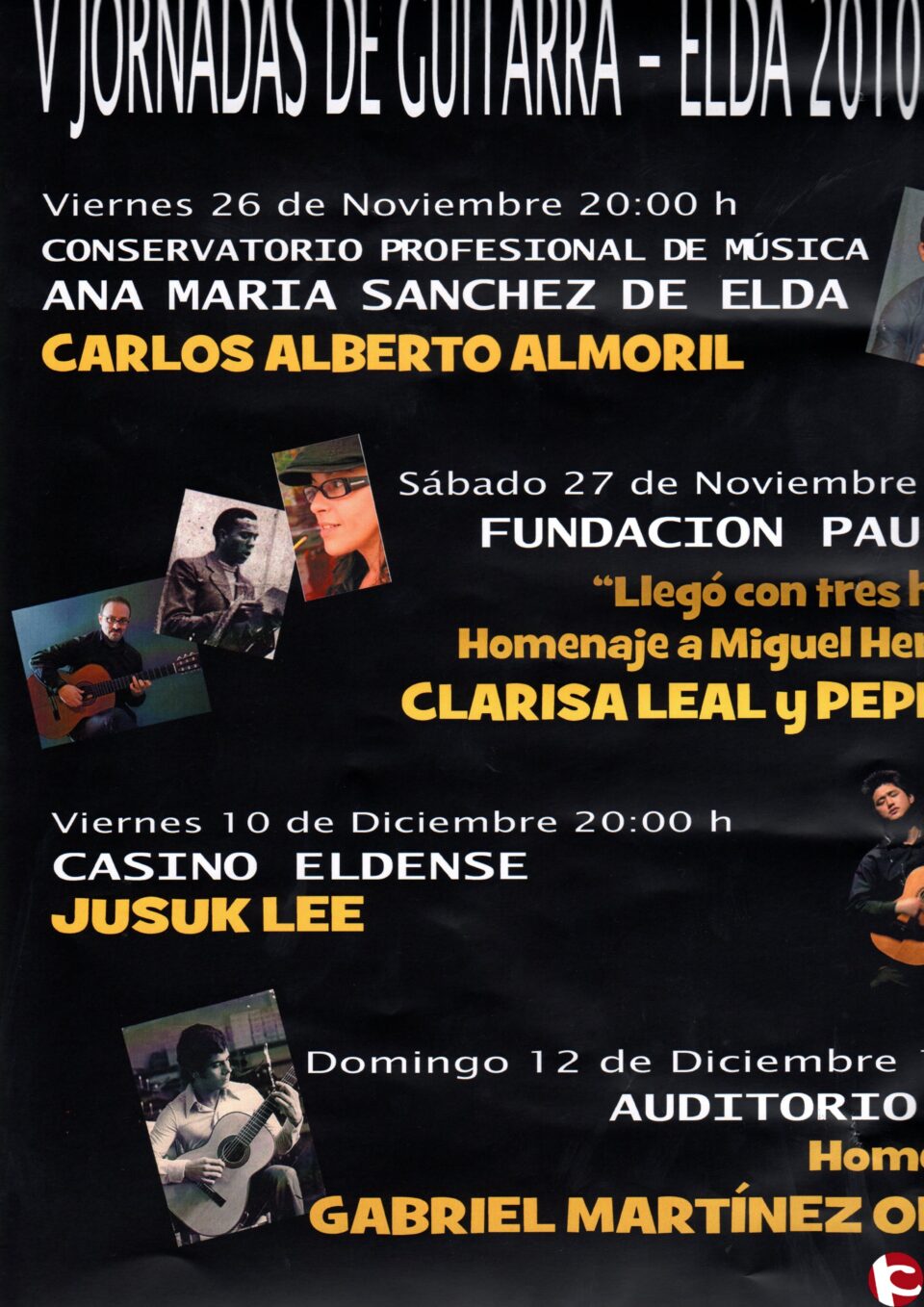 Entre el 26 de noviembre y el 12 de diciembre se celebran las "V Jornadas de Guitarra"