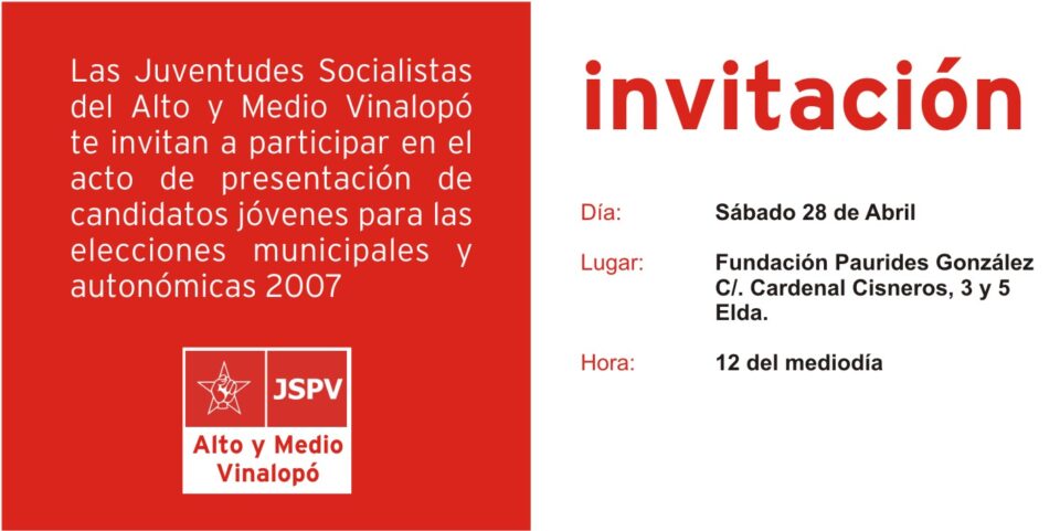 El próximo Sábado 28 de Abril