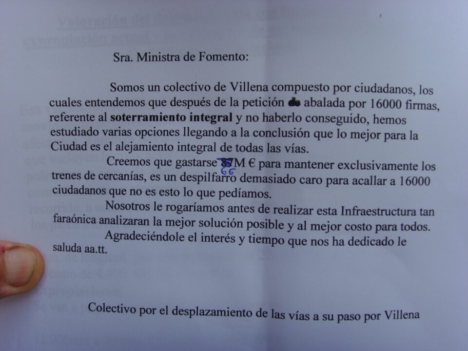 EL COLECTIVO DEL ALEJAMIENTO DE LAS VÍAS SEGUIRÁ ACTIVO Y VELARÁ PARA QUE SE CONSIGA SU POSTURA